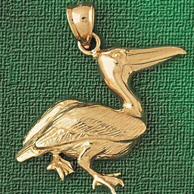 Pelican Pendant Necklace Charm Bracelet in Yellow, White or Rose Gold 2984