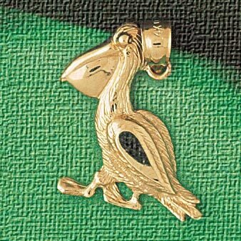 Pelican Pendant Necklace Charm Bracelet in Yellow, White or Rose Gold 2989