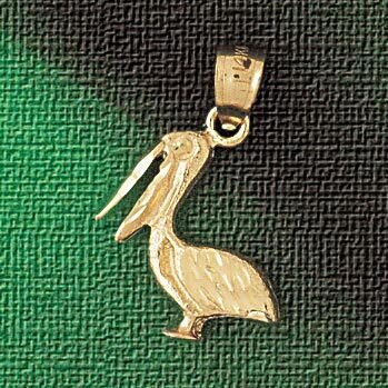 Pelican Pendant Necklace Charm Bracelet in Yellow, White or Rose Gold 2990