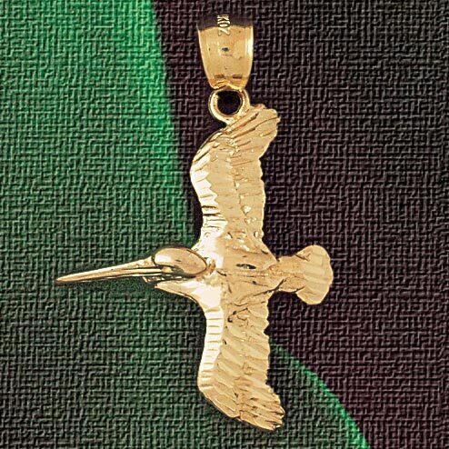 Pelican Pendant Necklace Charm Bracelet in Yellow, White or Rose Gold 2991