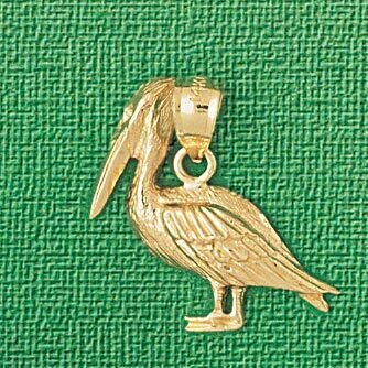 Pelican Pendant Necklace Charm Bracelet in Yellow, White or Rose Gold 2993