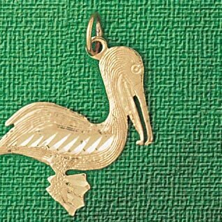 Pelican Pendant Necklace Charm Bracelet in Yellow, White or Rose Gold 2994