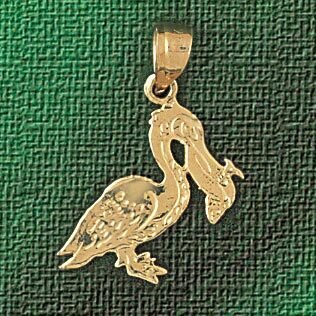 Pelican Pendant Necklace Charm Bracelet in Yellow, White or Rose Gold 2995