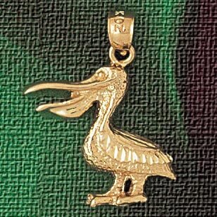 Pelican Pendant Necklace Charm Bracelet in Yellow, White or Rose Gold 2997