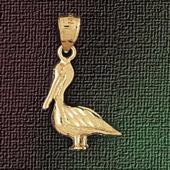 Pelican Pendant Necklace Charm Bracelet in Yellow, White or Rose Gold 2998