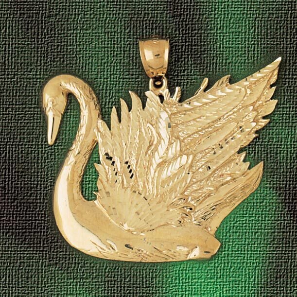 Swan Pendant Necklace Charm Bracelet in Yellow, White or Rose Gold 2999