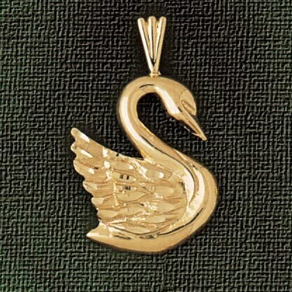 Swan Pendant Necklace Charm Bracelet in Yellow, White or Rose Gold 3001
