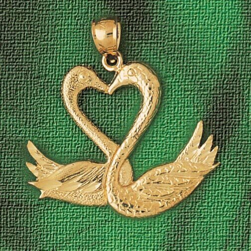 Swan Pendant Necklace Charm Bracelet in Yellow, White or Rose Gold 3003