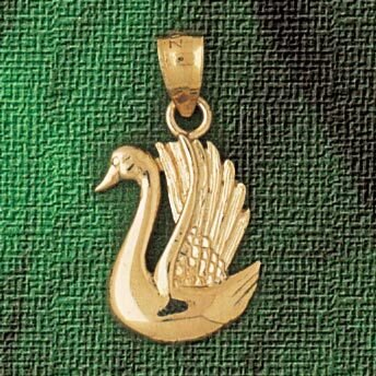 Swan Pendant Necklace Charm Bracelet in Yellow, White or Rose Gold 3004