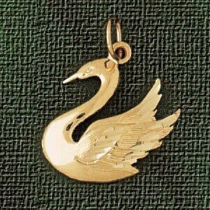 Swan Pendant Necklace Charm Bracelet in Yellow, White or Rose Gold 3006