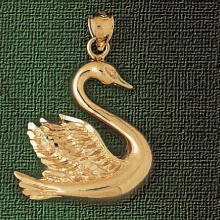 Swan Pendant Necklace Charm Bracelet in Yellow, White or Rose Gold 3007