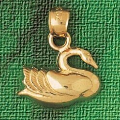 Swan Pendant Necklace Charm Bracelet in Yellow, White or Rose Gold 3009