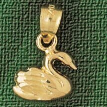 Swan Pendant Necklace Charm Bracelet in Yellow, White or Rose Gold 3010