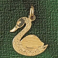 Swan Pendant Necklace Charm Bracelet in Yellow, White or Rose Gold 3011
