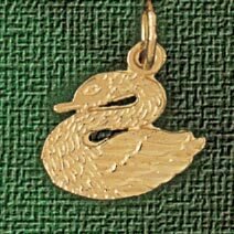 Swan Pendant Necklace Charm Bracelet in Yellow, White or Rose Gold 3012
