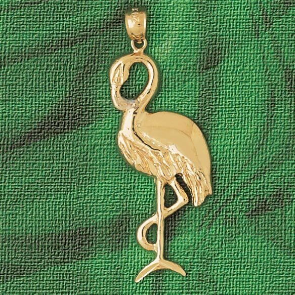 Standing Pelican Pendant Necklace Charm Bracelet in Yellow, White or Rose Gold 3013