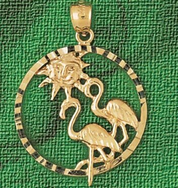 Standing Pelican Pendant Necklace Charm Bracelet in Yellow, White or Rose Gold 3014