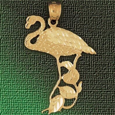 Standing Flamingo Pendant Necklace Charm Bracelet in Yellow, White or Rose Gold 3017