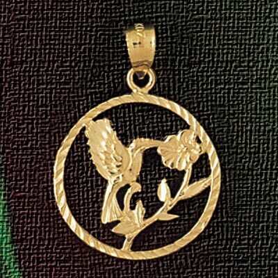Hummingbird Pendant Necklace Charm Bracelet in Yellow, White or Rose Gold 3041