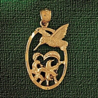 Hummingbird Pendant Necklace Charm Bracelet in Yellow, White or Rose Gold 3042