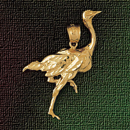 Roadrunner Bird Pendant Necklace Charm Bracelet in Yellow, White or Rose Gold 3048