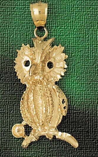 Owl Pendant Necklace Charm Bracelet in Yellow, White or Rose Gold 3050