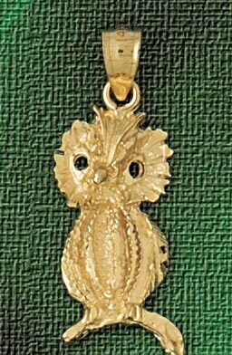 Owl Pendant Necklace Charm Bracelet in Yellow, White or Rose Gold 3051