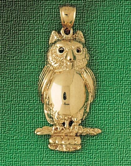 Owl Pendant Necklace Charm Bracelet in Yellow, White or Rose Gold 3052
