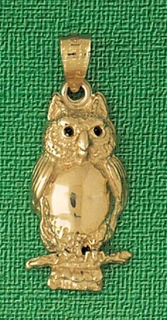 Owl Pendant Necklace Charm Bracelet in Yellow, White or Rose Gold 3053