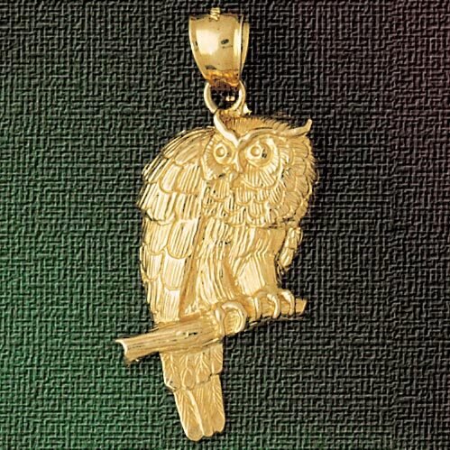 Owl Pendant Necklace Charm Bracelet in Yellow, White or Rose Gold 3055