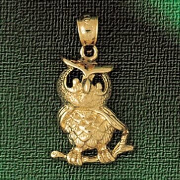 Owl Pendant Necklace Charm Bracelet in Yellow, White or Rose Gold 3057