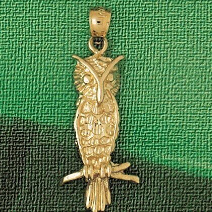 Owl Pendant Necklace Charm Bracelet in Yellow, White or Rose Gold 3059