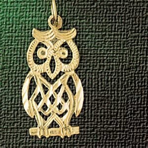 Owl Pendant Necklace Charm Bracelet in Yellow, White or Rose Gold 3061
