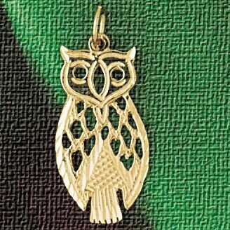 Owl Pendant Necklace Charm Bracelet in Yellow, White or Rose Gold 3062