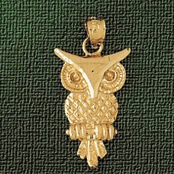 Owl Pendant Necklace Charm Bracelet in Yellow, White or Rose Gold 3065