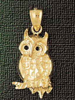 Owl Pendant Necklace Charm Bracelet in Yellow, White or Rose Gold 3067