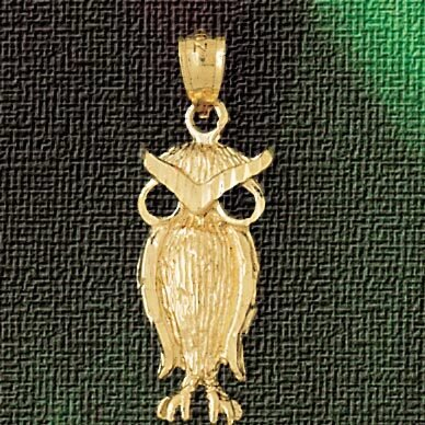 Owl Pendant Necklace Charm Bracelet in Yellow, White or Rose Gold 3068