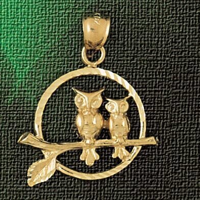 Owl Pendant Necklace Charm Bracelet in Yellow, White or Rose Gold 3069