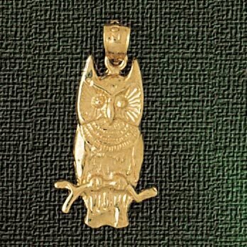 Owl Pendant Necklace Charm Bracelet in Yellow, White or Rose Gold 3071