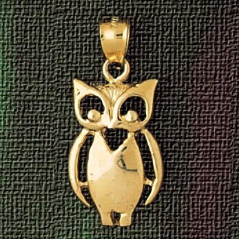 Owl Pendant Necklace Charm Bracelet in Yellow, White or Rose Gold 3072