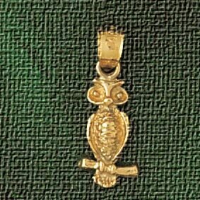 Owl Pendant Necklace Charm Bracelet in Yellow, White or Rose Gold 3074
