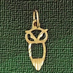 Owl Pendant Necklace Charm Bracelet in Yellow, White or Rose Gold 3075