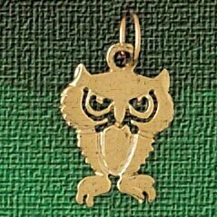 Owl Pendant Necklace Charm Bracelet in Yellow, White or Rose Gold 3077