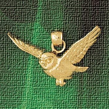 Owl Pendant Necklace Charm Bracelet in Yellow, White or Rose Gold 3078