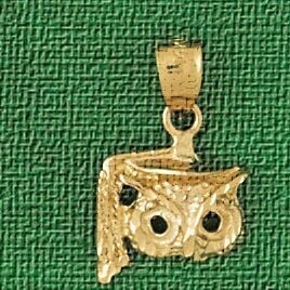 Owl Pendant Necklace Charm Bracelet in Yellow, White or Rose Gold 3082
