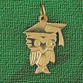Owl Pendant Necklace Charm Bracelet in Yellow, White or Rose Gold 3083