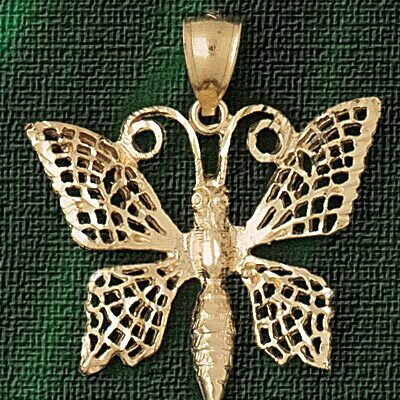 Butterfly Pendant Necklace Charm Bracelet in Yellow, White or Rose Gold 3088