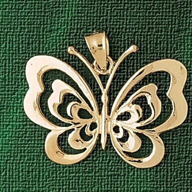 Butterfly Pendant Necklace Charm Bracelet in Yellow, White or Rose Gold 3092