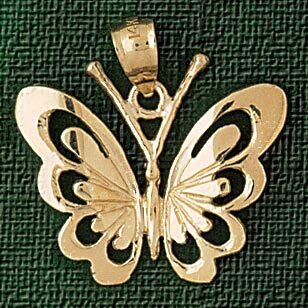 Butterfly Pendant Necklace Charm Bracelet in Yellow, White or Rose Gold 3093
