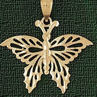 Butterfly Pendant Necklace Charm Bracelet in Yellow, White or Rose Gold 3095